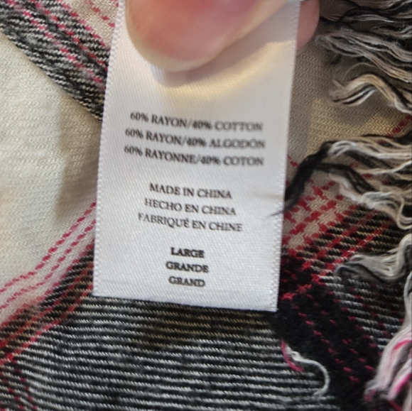 Rails | Leo White Midnight Magenta Frayed Hem Snap Button Flannel Shirt, Size L - Picture 7 of 10
